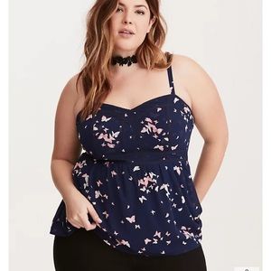 Torrid BUTTERFLY PRINT CHIFFON BABYDOLL CAMI TOP